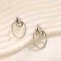 Zilveren geometrische ineengestrengelde oorbellen minimalistische moderne sieraden - In elkaar Grijpende Grote en Kleine Ring Stijl (A-021) / Witgoud