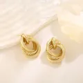 Chique gouden meerlaagse geometrische oorringen voor vrouwen, veelzijdige sieraden. - Multi-Layer 3D Creolen Stijl (A-022) / Goud