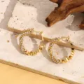Franse luxe strass metalen kralen hoop oorbellen voor vrouwen, stijlvolle trendy sieraden. - Stijl A009 / Goud