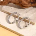 Zilveren metalen strass-creolen, elegante Franse stijl mode sieraden voor moderne vrouwen. - Stijl A001 / Witgoud