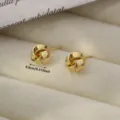 Exquisite 14K gold-plated metal knot stud earrings featuring a chic geometric design, small size. - 0.8cm / Spiral Earrings Style M - Gold