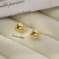 Gold plated woven knot stud earrings minimalist geometric 14k gold chic jewelry for women - 0.8cm / Spiral Earrings Style O - Gold