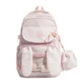 Schattige roze konijnenoor rugzak met sterrenpatroon en bijpassend tasje voor school. - Zonder Hanger / Roze