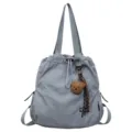 Nylon trekkoord rugzak en shopper tas voor dames, grote capaciteit reizen vrijetijd. - Zonder Hanger / Hemelsblauw