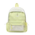 Sac à dos à carreaux vert clair avec jolie broderie de pomme pour école et usage quotidien - Sans Pendentif / Jaune