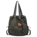 Veelzijdige nylon trekkoord rugzak grote capaciteit casual schouder tote tas voor dames - Zonder Hanger / Legergroen