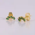 Vergulde oorknopjes met groene markiesvormige zirkonia stenen dames mode sieraden. - Stijl-017