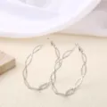 Zilverkleurige gedraaide creolen met geometrisch golfdesign, veelzijdige zomers sieraden. - Stijl 005 / 50mm / Witgoud