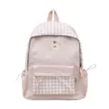 Sac à dos scolaire à carreaux roses Mignon fruit brodé Sac de jour décontracté Sac mignon - Sans Pendentif / Rose