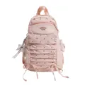 Roze stippen rugzak in Japanse stijl schattige schooltas met volants en ster hanger - Zonder Hanger / Roze