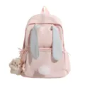Leuke roze rugzak met schattige konijnenoren voor dames, lichtgewicht met pluche staart. - Zonder Hanger / Roze