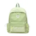 Joli sac à dos à carreaux vert pour filles, cartable décontracté avec broderie de pomme. - Sans Pendentif / Vert