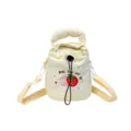 Schattige gele gingham canvas crossbody tas met aardbei borduursel voor dagelijks gebruik. - Zonder Hanger / Beige