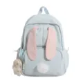 Leuke blauwe rugzak met konijnenoren variant, zoete schooltas voor jonge meiden en teens. - Zonder Hanger / Blauw
