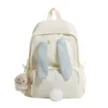 Leuke konijnenoren rugzak, lichte schooltas voor studenten in mooie zachte crèmekleur. - Zonder Hanger / Wit