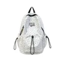 Canvas polka dot backpack large capacity casual school bookbag for students daily use - White