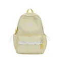 Japanese style yellow star print school backpack with cute white lace pocket for women - Yellow