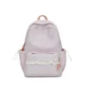 Zaino rosa con stelle e tasca in pizzo bianco, grazioso zainetto giapponese per le studentesse. - senza ciondolo / Rosa