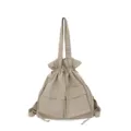 Casual khaki gingham drawstring backpack, stylish Oxford cloth multi-purpose travel bag. - Khaki