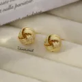 Pendientes de tuerca geométricos de nudo en metal dorado, 1.2cm pequeña joya elegante mujer. - 1.2cm / Pendientes de espiral estilo X - Dorado