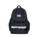 Zaino in stile giapponese con stampa stelle e grazioso bordo in pizzo bianco per la scuola. - senza ciondolo / Nero