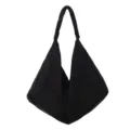 Black Slouchy Triangular Tote Bag Minimalist Casual Shoulder Handbag Variant Style - Black