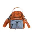 Bolso cruzado mini de nailon naranja con bolsillo azul, bolso informal de viaje al aire libre. - Naranja