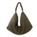 Minimalist suede hobo shoulder bag, casual large capacity retro underarm tote purse for women - Mustard Green