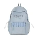 Sac à dos bleu style japonais mignon pour étudiants, poche rayée élégante et broderie d'ours. - Sans Pendentif / Bleu clair