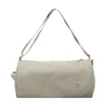 Beige nylon cylindrical shoulder bag, stylish casual crossbody bag in a compact design. - Off White