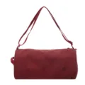 Sac bandoulière cylindrique en nylon rouge décontracté grande capacité sac fourre-tout quotidien femme - Rouge