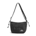 Casual black grid nylon crossbody bag for outdoor travel, lightweight single shoulder daily use. - Black
