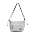 Lightweight nylon crossbody bag with grid pattern, casual shoulder bag for outdoor travel. - Gray