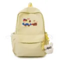 Casual canvas backpack light student school bag with cute dog embroidery yellow daypack - Without Pendant / Yellow