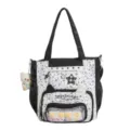 Leuke zwarte en witte transparante shoppertas met schattige kattenoren en een groot venster. - Zonder Hanger / Zwart