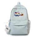Light blue casual school backpack with cute embroidery and large capacity for students daily use. - Without Pendant / Light Blue