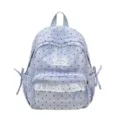 Koreaanse stijl polkadot kanten rugzak schattige casual schooltas voor meisjes veelzijdige rugzak - Zonder Hanger / Blauw Groot