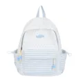 Schattige blauw-witte sterren gestreepte rugzak voor meisjes, grote schooltas hoofdaanzicht - Zonder Hanger / Blauw