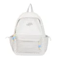 Stijlvolle witte sterren rugzak voor dames, casual schooltas met gestreepte voorzak. - Zonder Hanger / Grijs