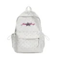 Witte rugzak met stippen voor dames, schattige ster print schooltas voor tieners en studenten. - Zonder Hanger / Wit