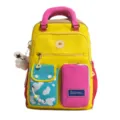 Kleurrijke dopamine stijl damesrugzak met meerdere voorzakken, casual dagelijkse schooltas. - Zonder Hanger / Geel