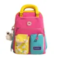 Kleurrijke dopamine patchwork dames rugzak casual schattige schooltas met zakken - Zonder Hanger / Rozerood