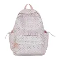 Schattige roze stippen schoolrugzak met witte kanten rand en handige zakken - Zonder Hanger / Roze