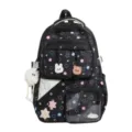 Schattige esthetische schoolrugzak voor meisjes, grote casual rugzak met sterrenprint. - Zonder Hanger / Zwart