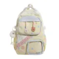 Leuke esthetische schoolrugzak voor meisjes, grote pastelkleurige tas met schattige pluche hanger. - Zonder Hanger / Geel