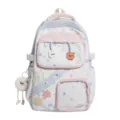 Schattige rugzak met sterrenprint voor meisjes, grote capaciteit schooltas roze en blauw - Zonder Hanger / Wit