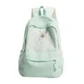 Mintgroene schoolrugzak met ruitjespatroon en schattige strik puppy borduursel nu. - Zonder Hanger / Groen