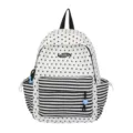 Zwarte en witte sterrenpatroon rugzak met gestreepte voorzak voor studenten en reizen. - Zonder Hanger / Zwart