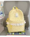 Gelber Pünktchen Studentenrucksack, süße Spitzentasche Schultasche für Damen. - Einzelne Tasche / S / Gelb