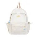 Beige sterren patroon canvas rugzak voor dames en studenten, casual dagelijkse reistas. - Zonder Hanger / Khaki